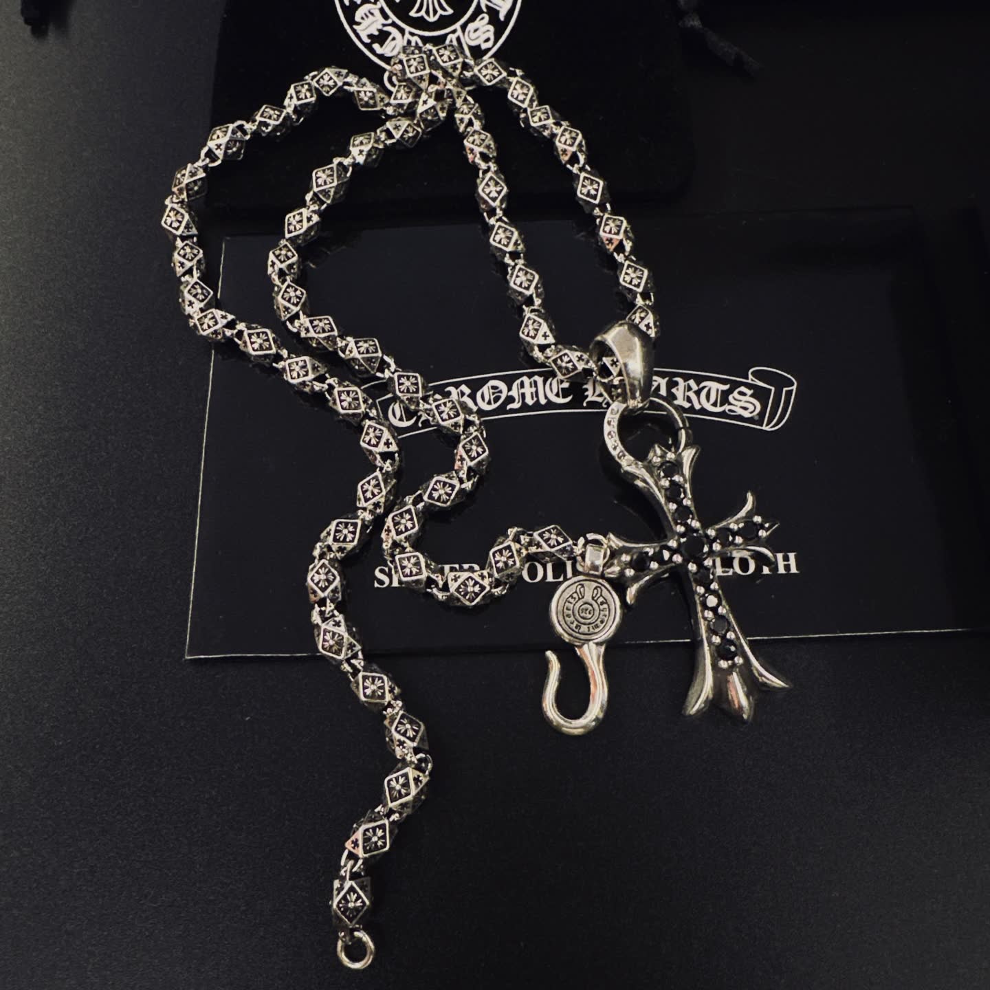 Chrome Hearts Silver Cross Pendant Necklace